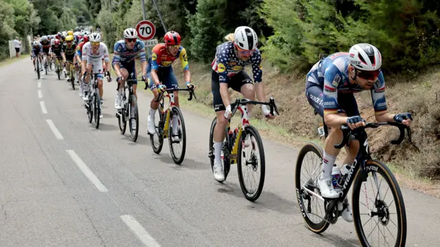 Max Schachmann and Quinn Simmons during stage 17 of the 2025 Tour de France