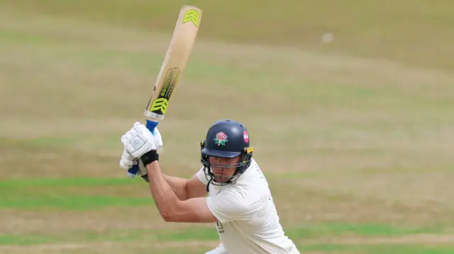 Tom Hartley batting at Cheltenham