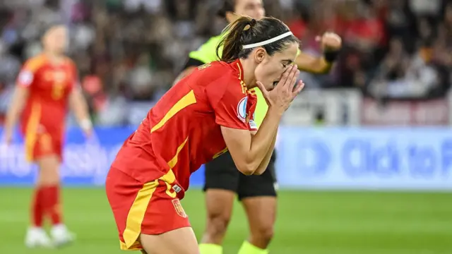 Aitana Bonmati of Spain gestures looks dejected