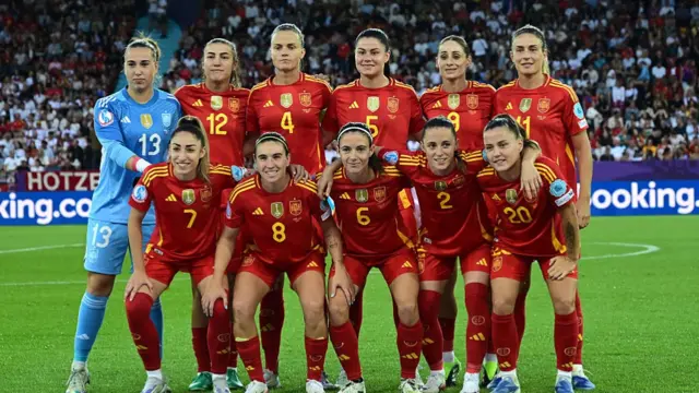 Spain's players pose for a team photograph