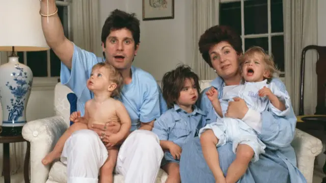Ozzy Osbourne and his wife Sharon and their children Aimee, Kelly and Jack, USA, 1987