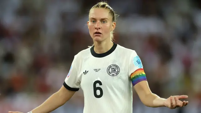 Janina Minge of Germany reacts