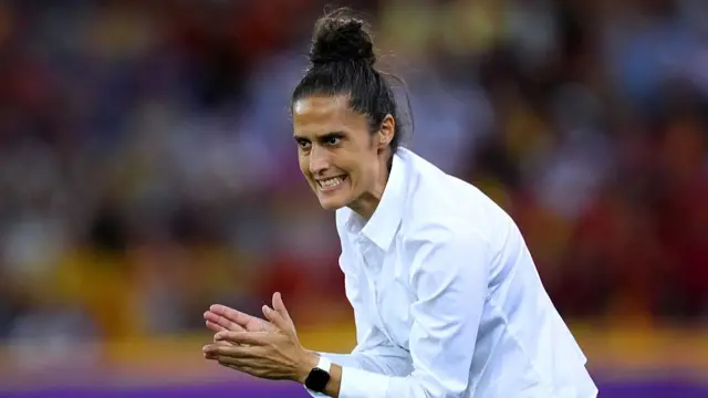 Montse Tome, Head Coach of Spain, reacts