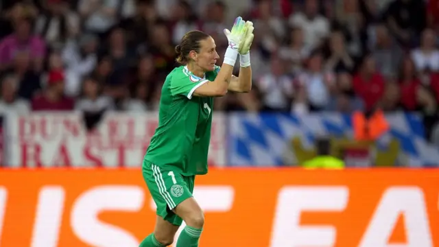 Ann-Katrin Berger of Germany reacts