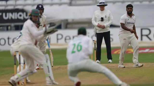 Rehan Ahmed takes the wicket of Wayne Madsen