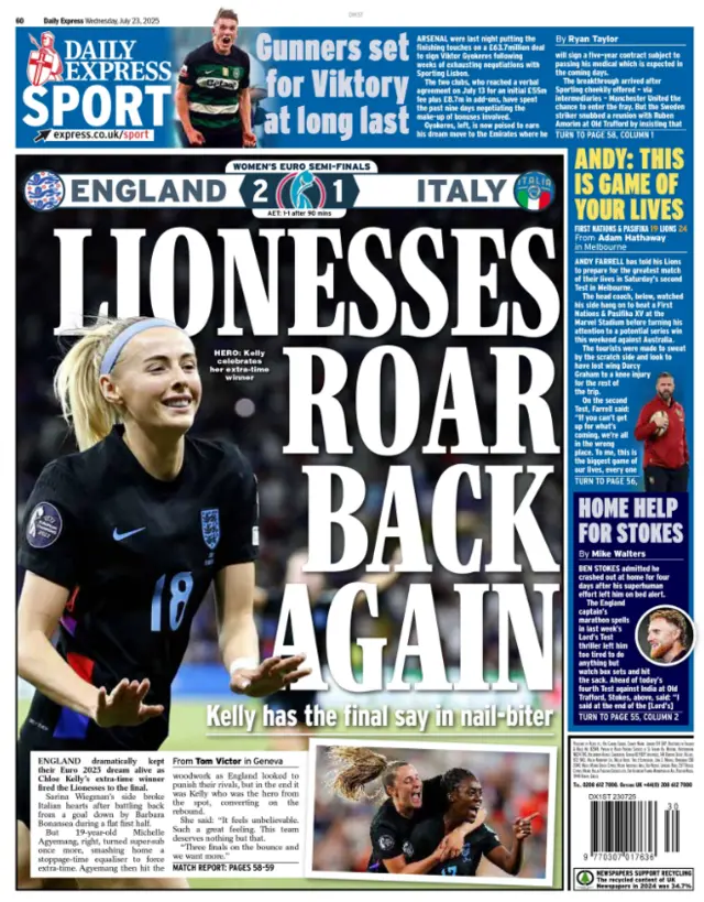 Daily Express back page