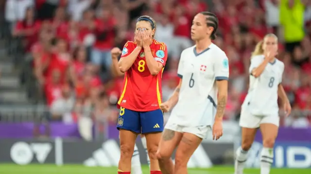 Mariona Caldentey midfield of Spain and Arsenal FC devastated after missing the penalty kick