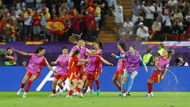 Aitana Bonmati of Spain celebrates scoring her team's first goal