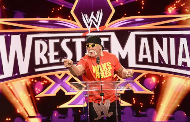 Hulk Hogan at a WrestleMania press conference in 2014