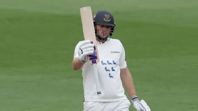James Coles acknowledges the applause for Sussex
