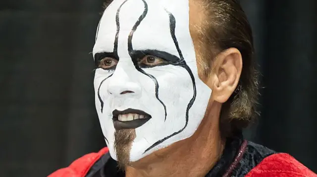 Wrestler Sting in his signature black and white makeup
