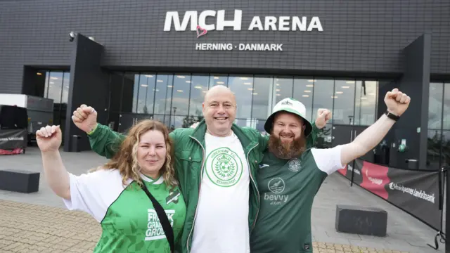Hibs fans outside MCH Arena
