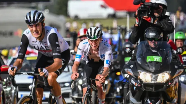 Tadej Pogacar in the Col de la Loze in 2023