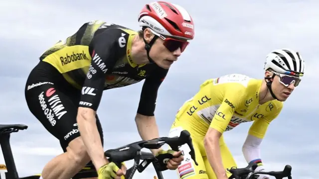 Jonas Vingegaard and Tadej Pogacar in action at the Tour de France