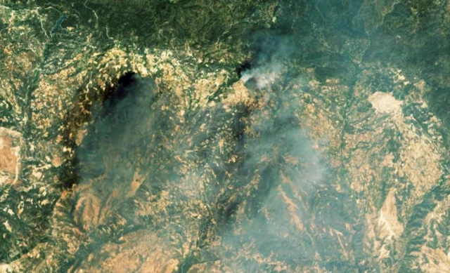 An image showing separate blazes on the ground in Cyprus.