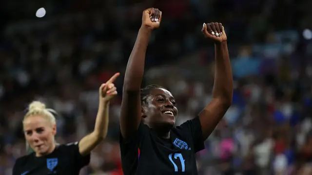Michelle Agyemang celebrates her goal against Italy