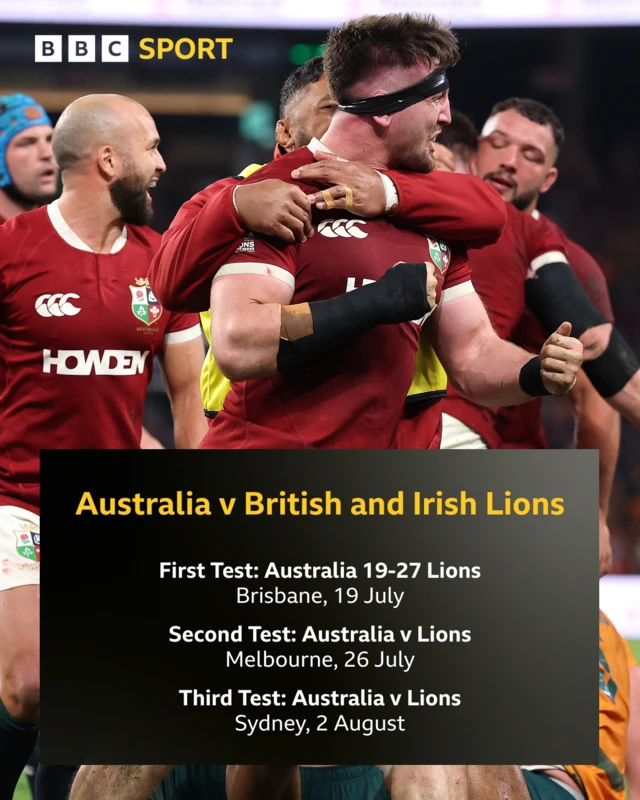 Australia v Lions Test results and fixtures