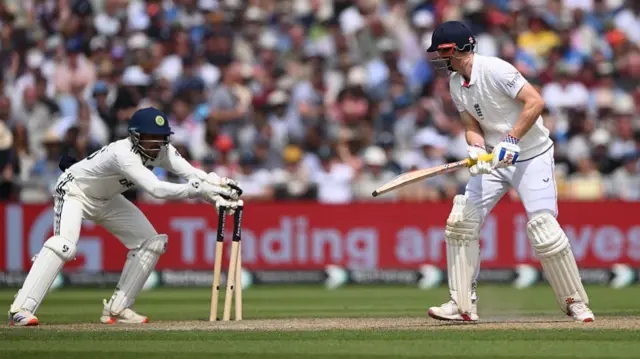 Jurel stumps Harry Brook at Old Trafford during England v India.