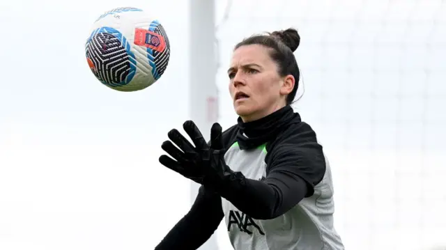 Rachael Laws looking at a ball