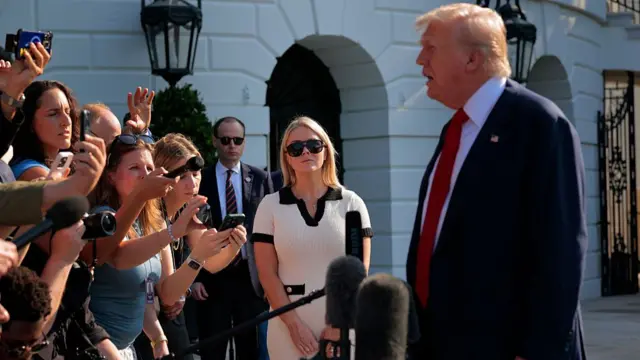 Karoline Leavitt, Donald Trump and reporters