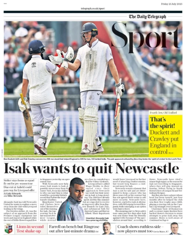 The Telegraph back page