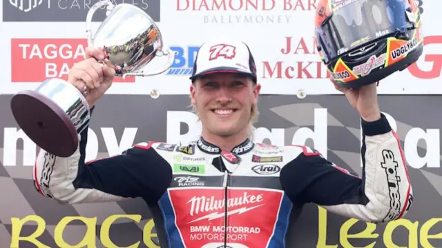 Davey Todd celebrates his Armoy hat-trick in 2024