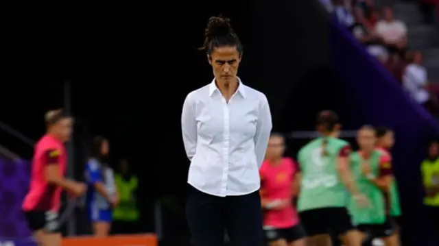 Montse Tome Vazquez head coach of Spain during the warm-up before the UEFA Womens EURO 2025 Semi-Final match between Germany and Spain at Stadion Letzigrund