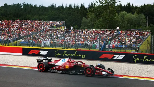 Charles Leclerc in his car at Spa during qualifying.