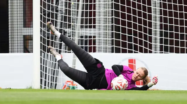 Hannah Hampton of England trains during the England Training session