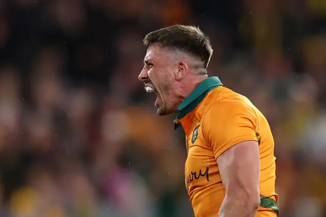 Jake Gordon of the Wallabies celebrates