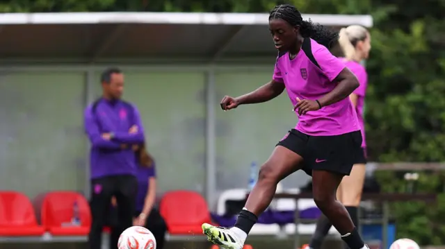 Michelle Agyemang of England trains during the England Training session