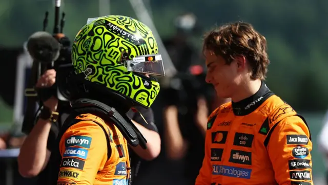 Lando Norris and Oscar Piastri after qualifying at Spa.