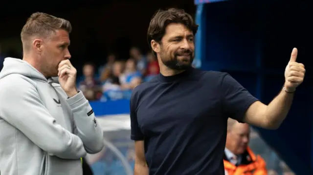 Middlesbrough head coach Rob Edwards and Rangers' Russell Martin