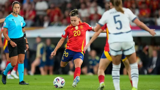 Claudia Pina forward of Spain and FC Barcelona shooting to goal and scored during the UEFA Women's EURO 2025 Quarter-Final match between Spain v Switzerland at Stadion Wankdorf
