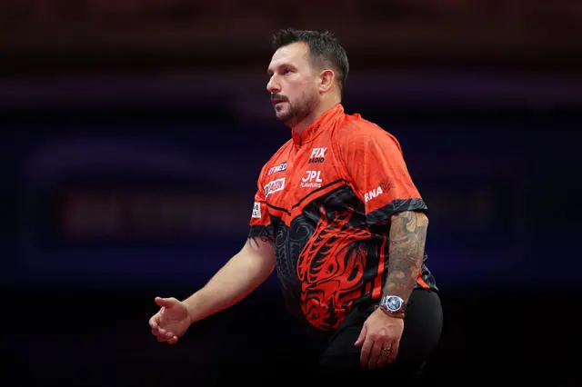 Jonny Clayton reacts during his match against James Wade