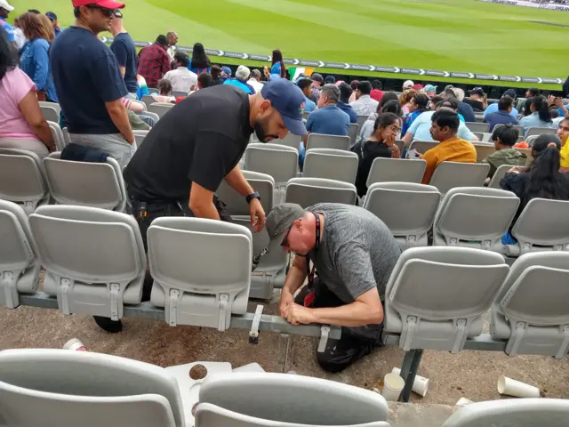 Seats being fixed