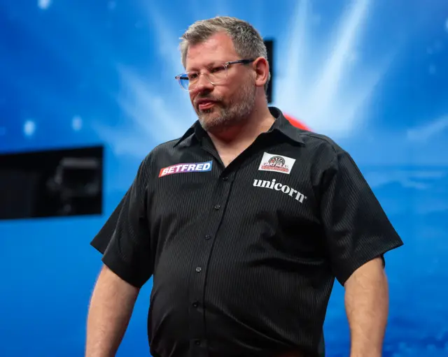 James Wade reacts during his match against Jonny Clayton