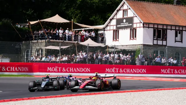 Lewis Hamilton in his car during the sprint race at Spa