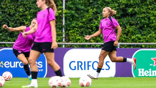 Lauren James of England asks for the ball during the training session prior to the UEFA Women's EURO 2025 Final match between England and Spain at St. Jakob