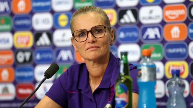 Sarina Wiegman, Head Coach of England, speaks to the media during the England Press Conference