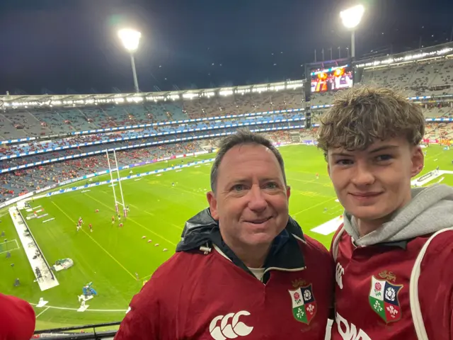A photo of Chris and Al Martin on first Lions tour