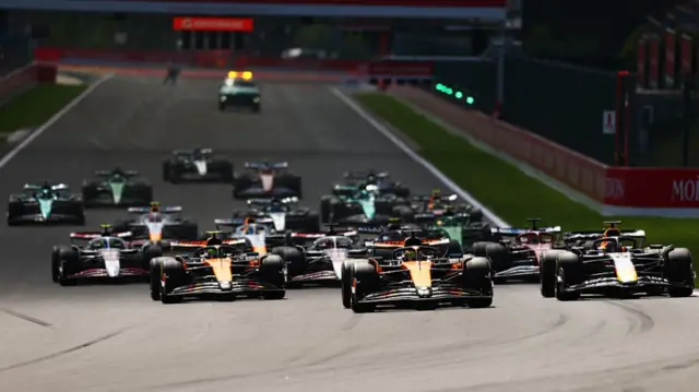The field start the race at the Belgium GP