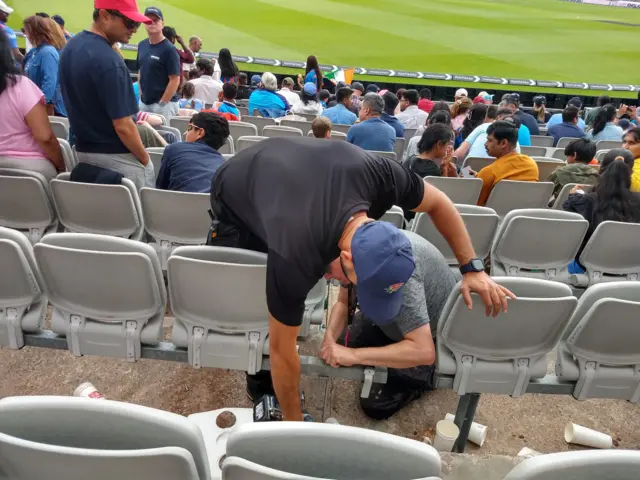 Seats being fixed