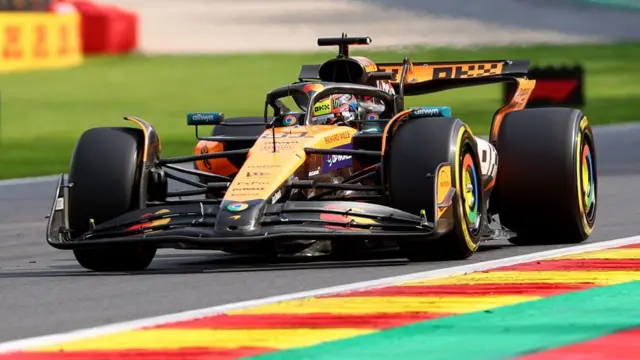 Oscar Piastri on medium tyres at Spa.
