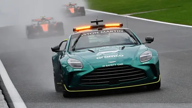 The safety car leads the pack before the Belgian GP.