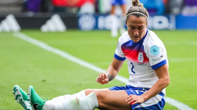 Lucy Bronze of England looks dejected during the UEFA Women's EURO 2025 Final match between England and Spain at St. Jakob-Park