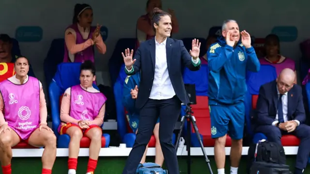 Head coach Montse Tome of Spain reacts during the UEFA Women's EURO 2025 Final match between England and Spain at St. Jakob-Park