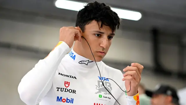 Isack Hadjar prepares to drive at the Belgian GP.