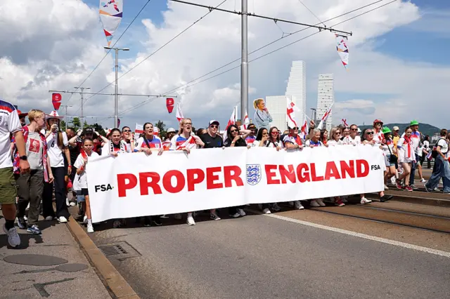England fans with 'proper England' sign