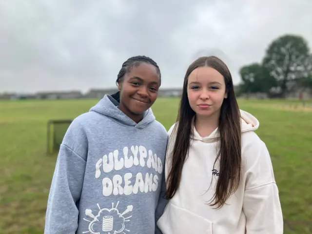 England fans Daisy-River and Marcie